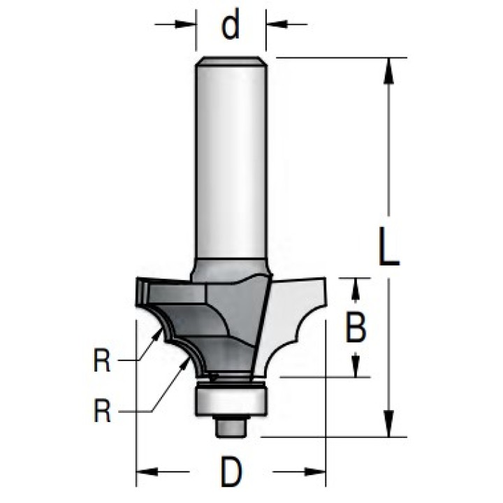 Фреза профиль розетка R4 D28.6 B13 подшипник хвостовик 8 WPW RL04005