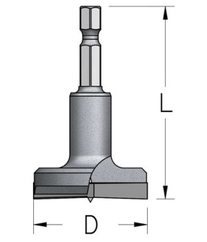 Сверло чашечное без подрезателей D15 L55 хвостовик HEX1/4wp WP HMPS154