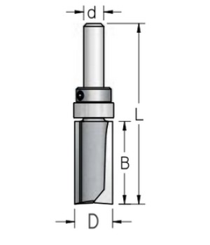 Фреза обгонная нижний подшипник Z2 D12.7 B25 хвостовик 12wp WP HF24122