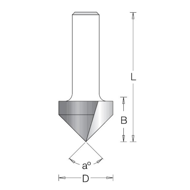 Фреза V паз 90 гр. D9,5x11 L42 хвостовик 6 Dimar 1050013