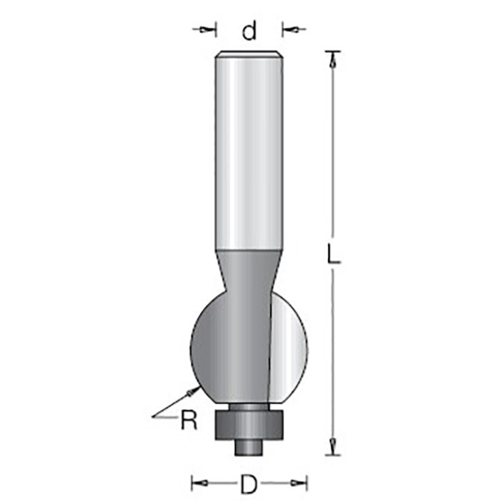 Фреза фаска полдиаметра большой радиус R12 D22,2x19,1 L78 подшипник, хвостовик 12 Dimar 1623049