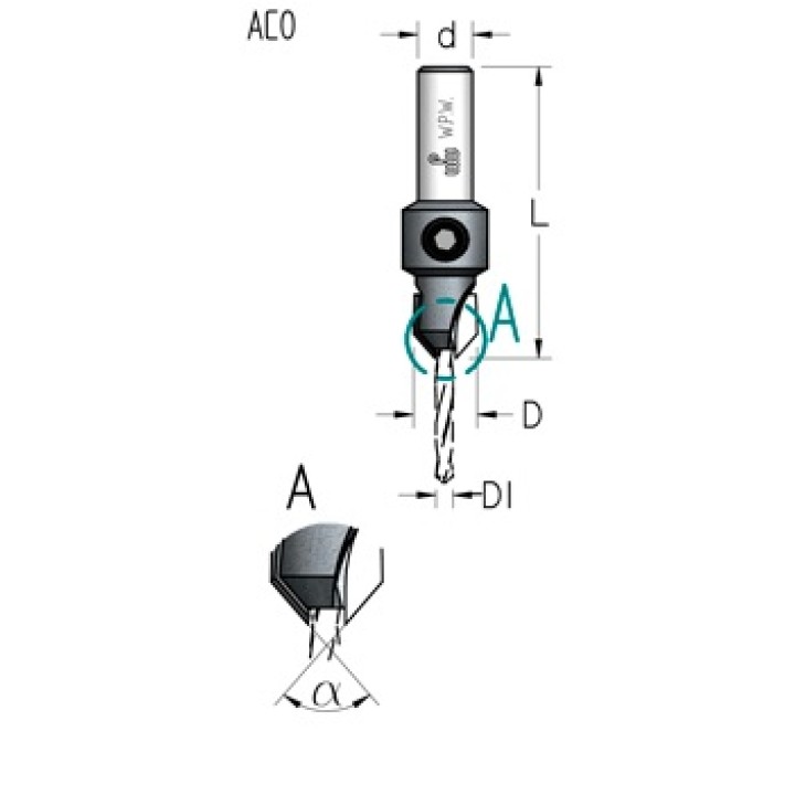 Зенковка оправка коническая D10 со сверлом 3.6мм WPW AC03605S