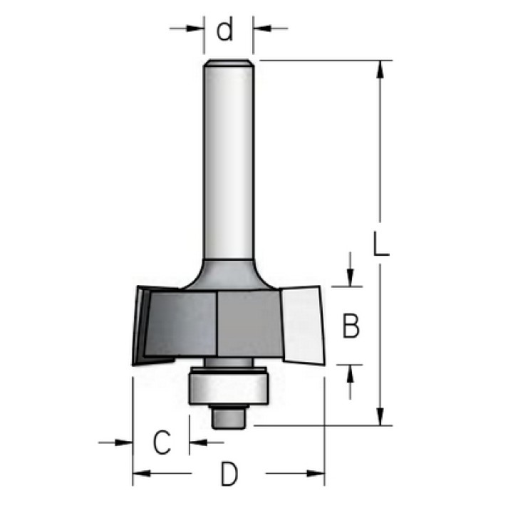 Фреза четвертная Z2 D28.6 B12 хвостовик 8wp WP HE22105