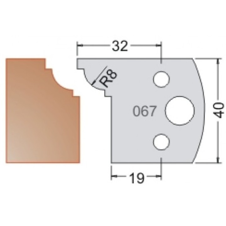 Нож Dimar МУЛЬТИСИСТЕМА HSS фаска ампир R8 40x20x4 3306740