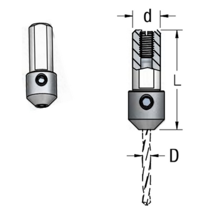 Оправка переходник для сверла 2мм в присадочный патрон D10 L38 WPW TA10020