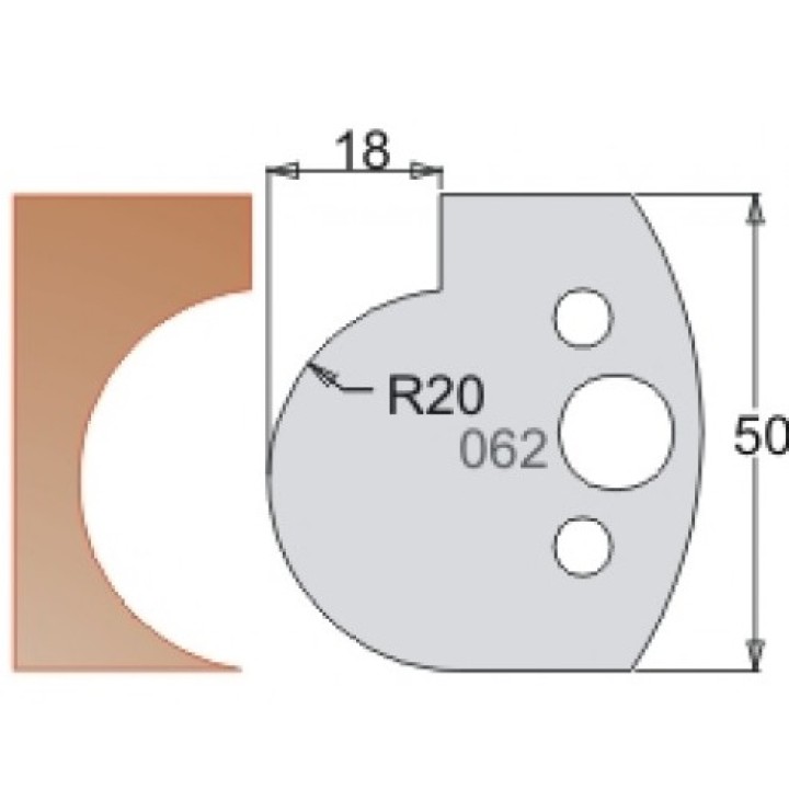 Нож Dimar МУЛЬТИСИСТЕМА HSS галтель R20 50x20x4 3306250