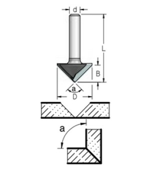 Фреза паз V для гибки гипсокартона на 90 градусов D26 B12.7 хвостовик 8 WPW VG90275B