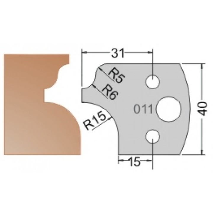 Нож Dimar МУЛЬТИСИСТЕМА HSS галтель R15 и римский профиль 40x20x4 3301140