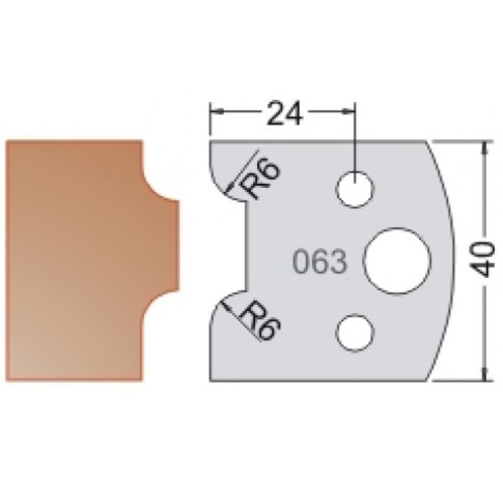 Нож Dimar МУЛЬТИСИСТЕМА HSS двойная галтель R6 40x20x4 3306340