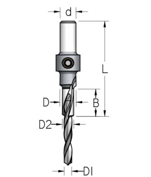 Трех заходное сверло с зенкером на оправке под евровинт 6.5 мм D9.6-6.5-4.4 хвостовик 10 WPW ACD0657D