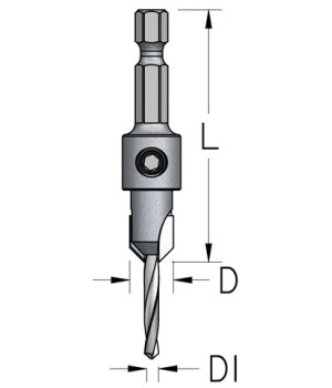Зенковка оправка коническая D12.7 сверло 5 универсальная спираль S хвостовик HEX1/4 WPW AS05004S
