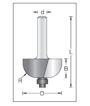 Фреза фаска галтель R16 D41.3x18 L65 подшипник. хвостовик 12 Dimar 1120159