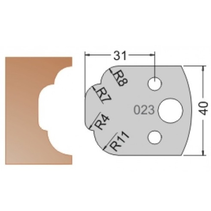 Нож Dimar МУЛЬТИСИСТЕМА HSS профиль облако R7 40x20x4 3302340