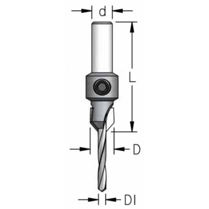 Зенковка оправка коническая D10 со сверлом 3.6мм плавная спираль D хвостовик 8 WPW AC03605D