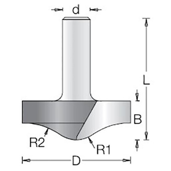Фреза Dimar 1370049 псевдофиленка волна малая R6 врезная D27x12 L57 хвостовик 12