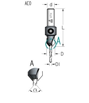 Зенковка оправка коническая D9.5 со сверлом 2.8мм WPW AC02805D