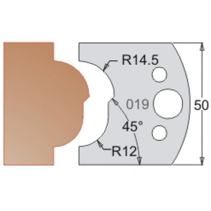 Нож Dimar МУЛЬТИСИСТЕМА HSS карниз милан R14,5;12 50x20x4 3301950