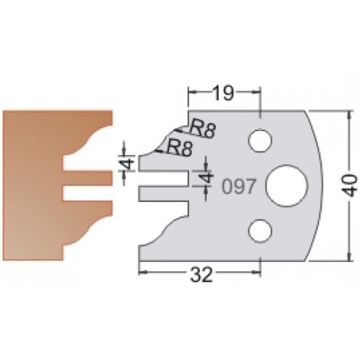 Нож Dimar МУЛЬТИСИСТЕМА HSS мебель профиль и контрпрофиль Рим R8 40x20x4 3309740