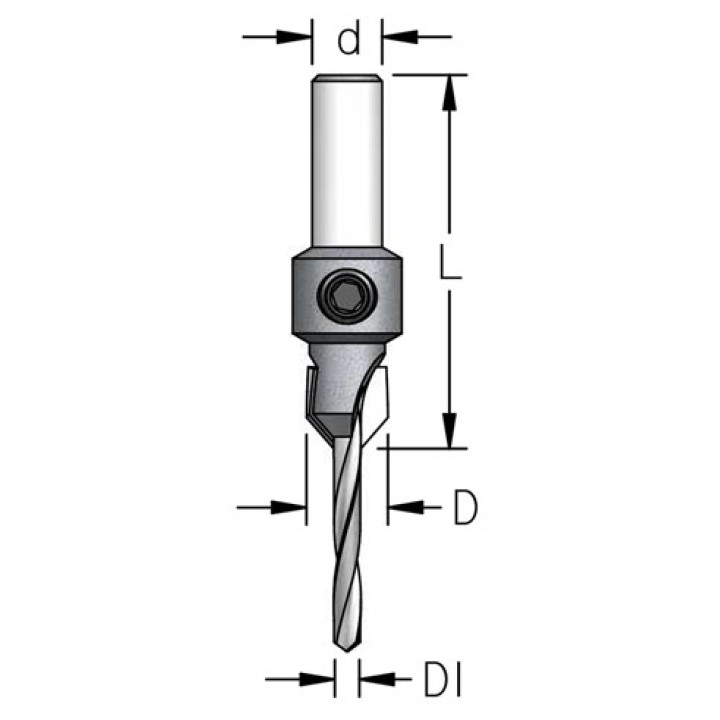 Зенковка оправка коническая D10 со сверлом 4мм плавная спираль D хвостовик 8 WPW AC04005D
