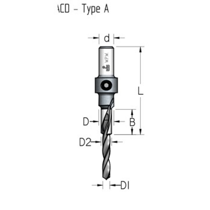 Трех заходное сверло с зенкером на оправке под евровинт D10-7-5 укороченное хвостовик WPW ACD0707KD