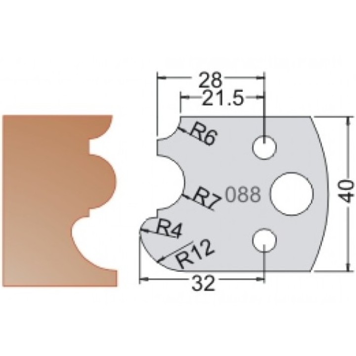 Нож Dimar МУЛЬТИСИСТЕМА HSS профиль карниз с галтелью R7 40x20x4 3308840