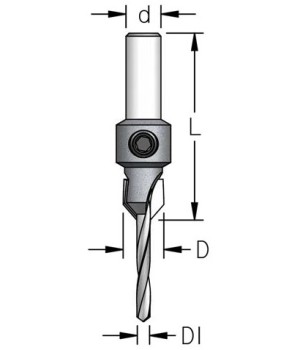 Зенковка оправка коническая для рем набора PL D10 с универсальным сверлом 5 хвостовик 8 WPW AC10505S