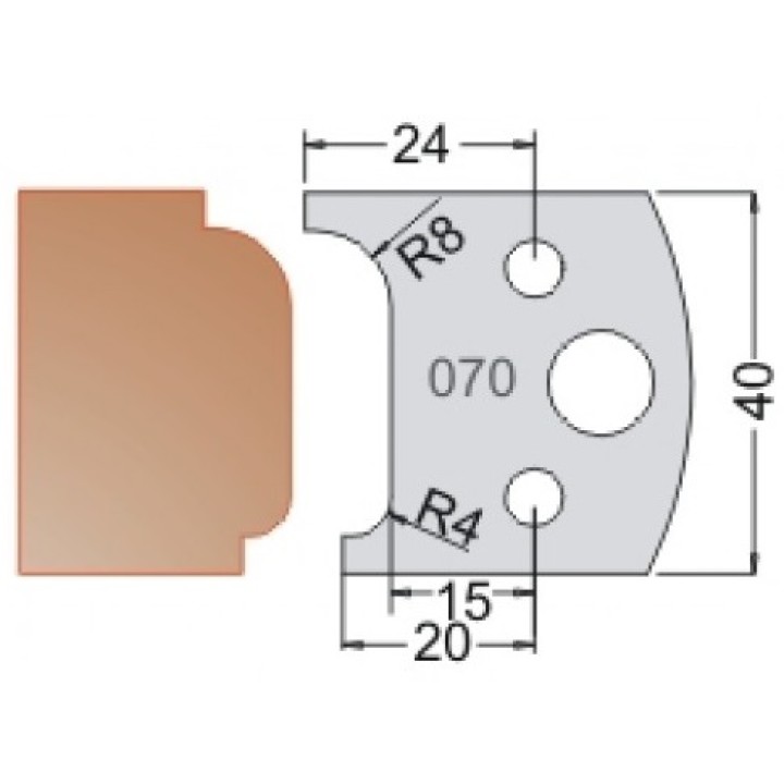 Нож Dimar МУЛЬТИСИСТЕМА HSS столешница два радиуса R4 40x20x4 3307040