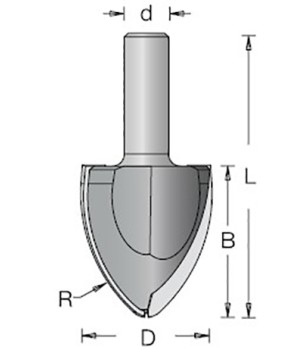 Фреза карниз галтель R70 D52x55 L97 хвостовик 12 Dimar 1060449